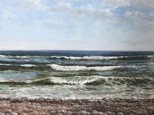 Pebble coast. 40x30 cm. by Linar Ganeev