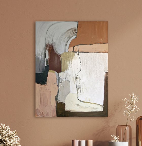 "Eclipse 2" Brown gray rust abstract art