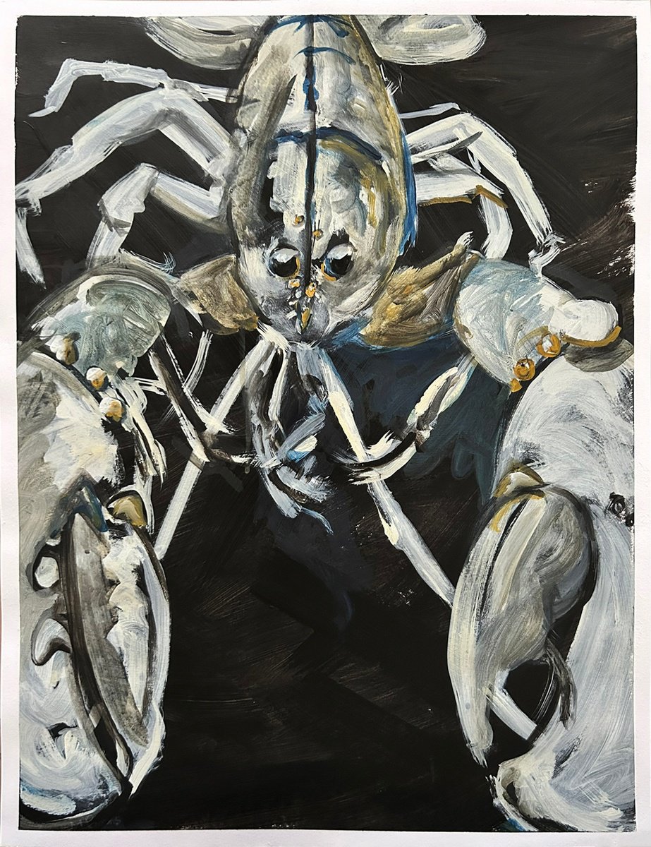 Expressive Animal Acrylic Painting By Michelle Parsons, 20 X 26", Lbw, Original Artwork