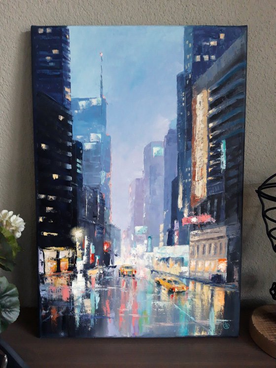 Wall Decore Hand Made Oil Painting Cityscape City Streets Morning in the City