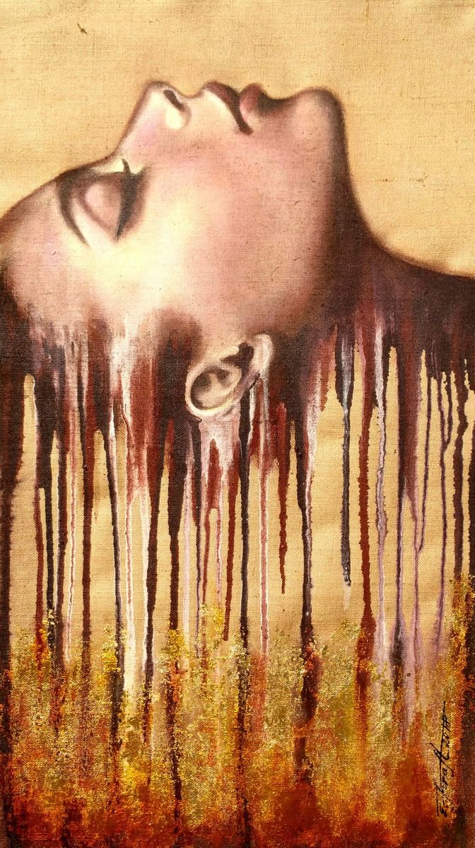 Arousal Gold By Elena Kraft, 20 X 37, Artwork For Sale On Artfinder