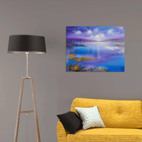 A XL large beautiful modern semi-abstract seascape painting "Miracle moment"