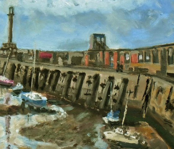 Sitting on the mud at Margate - An original oil painting by Julian Lovegrove