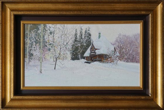 Teremok bathhouse in Abramtsevo in winter