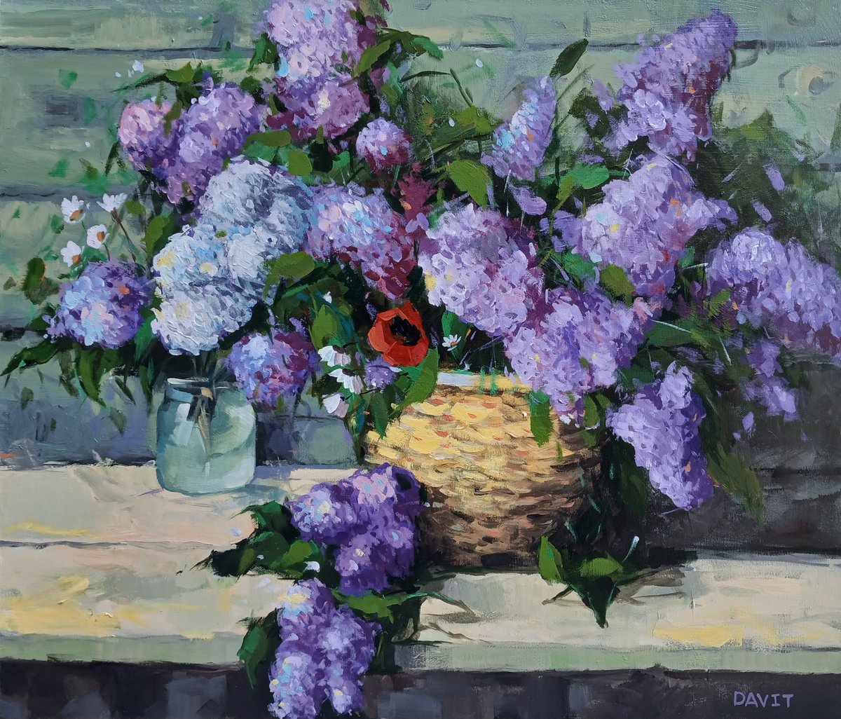 Basket Of Lilacs By Davit Arstamyan, 28 X 24, Artwork For Sale On Artfinder