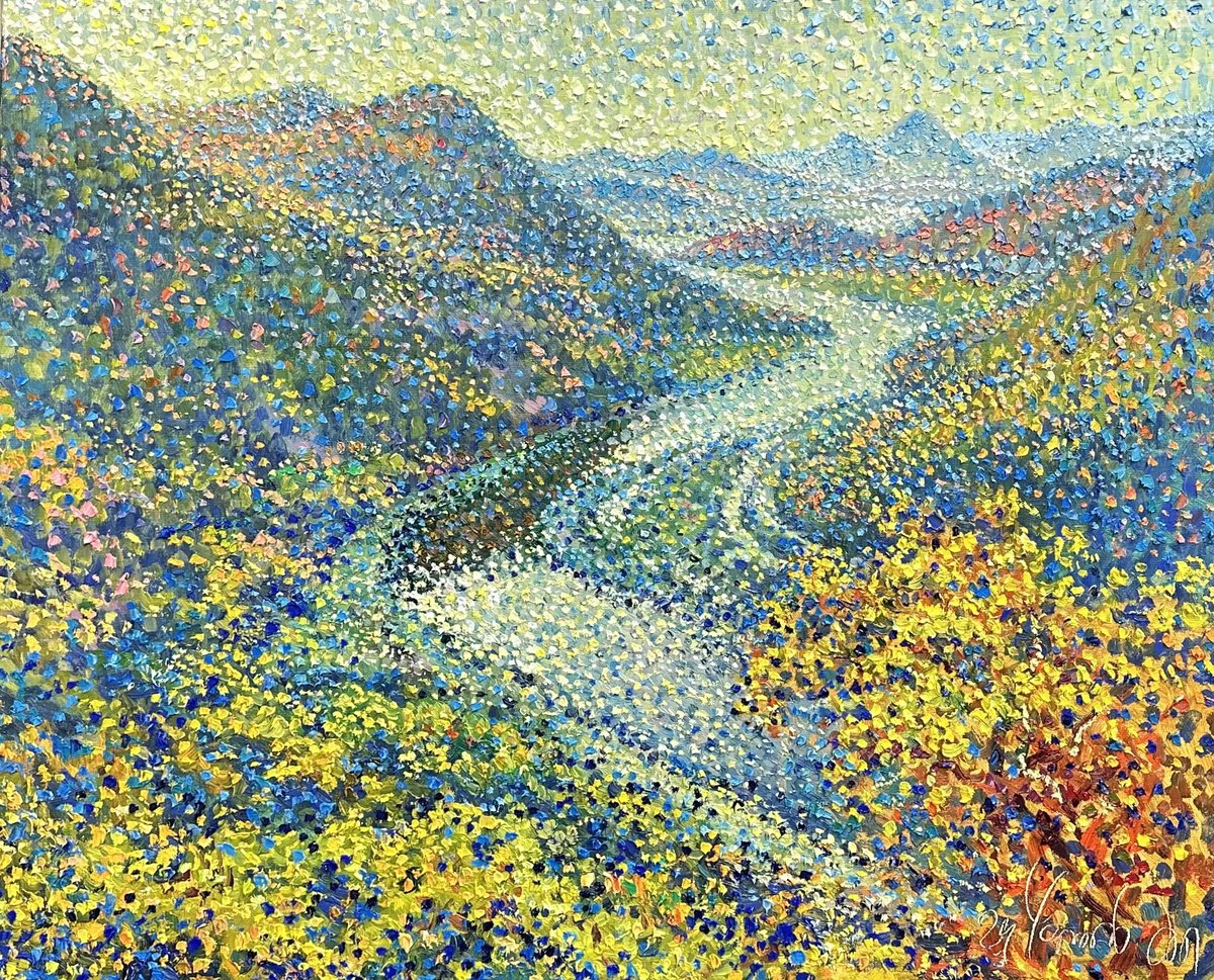 Impressionistic Landscape Oil Painting By Andrii Chebotaru, 31 X 26, Autumn Fairy Tale, Original Artwork