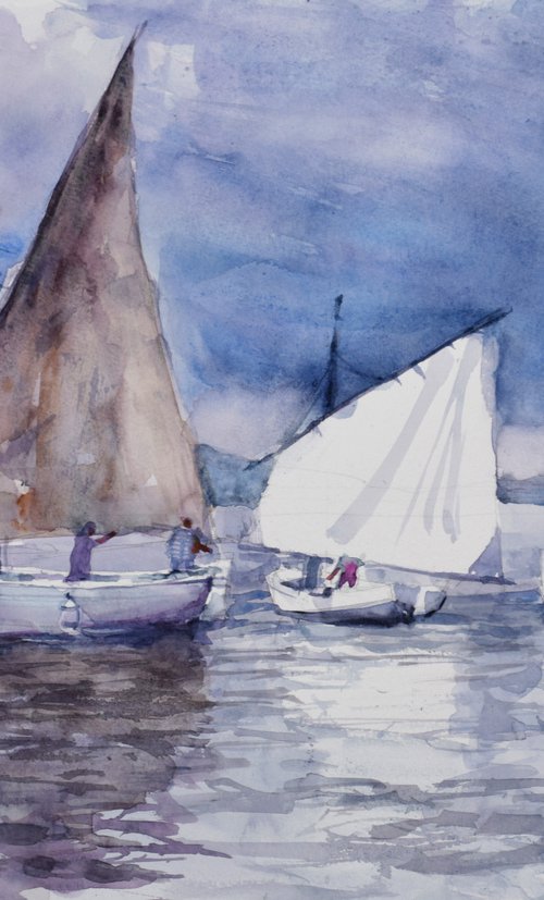 Sailboats before sailing by Goran Žigolić Watercolors