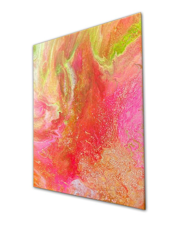 "Bubbling Up" - FREE USA SHIPPING - Original Abstract PMS Fluid Acrylic Painting - 18 x 24 inches