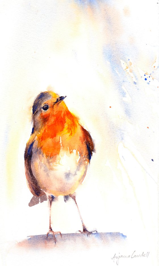 Robin Painting, Bird painting, European robin, original watercolour, garden bird, watercolor