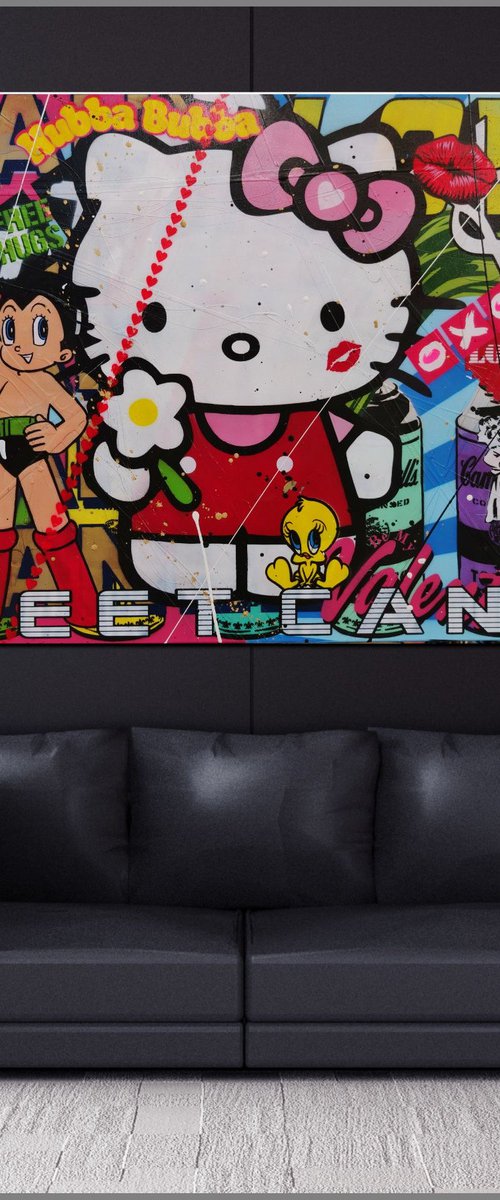 Kitty Candy 160cm x 100cm Hello Kitty Urban Pop Art by Franko