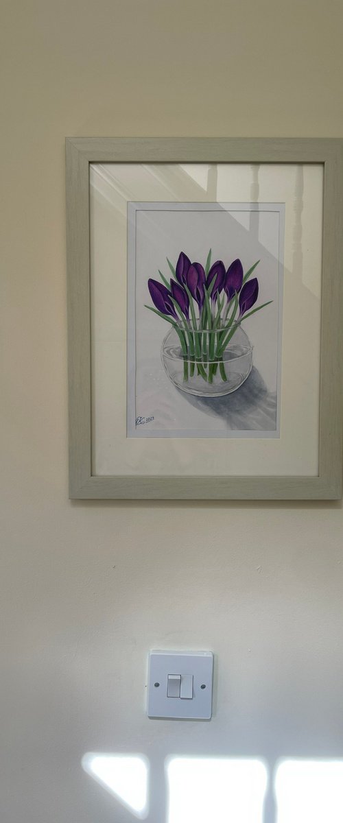 First Crocuses by Ellen Kyrychenko