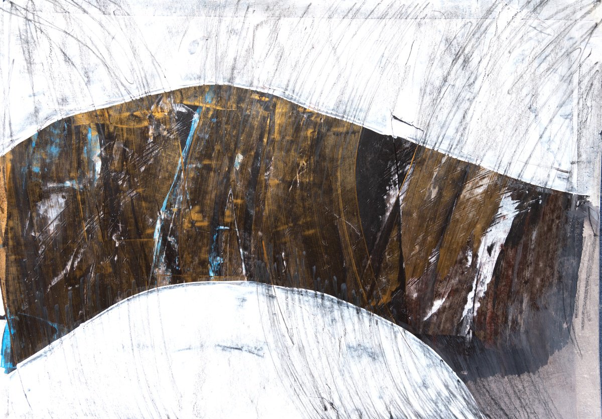 Abstract Landscape Oil Painting By Elizabeth Anne Fox, 24 X 17, Gold River 2, Original Artwork