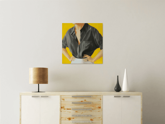 Black Shirt and Blue Ring