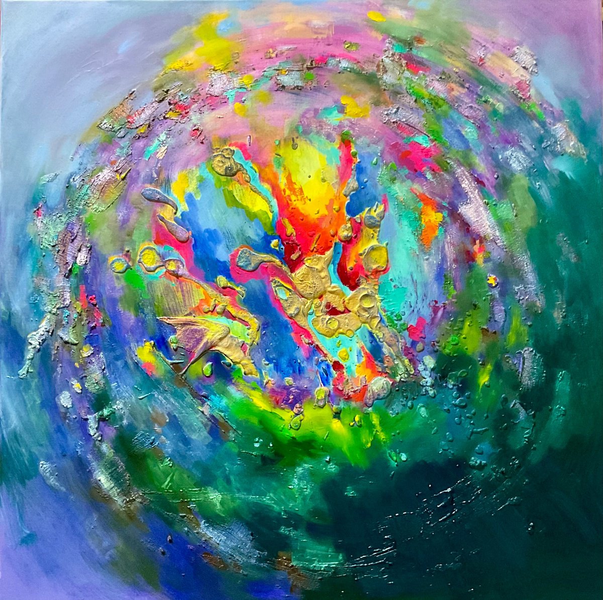 Organic Abstract Oil Painting By Vera Klimova, 31 X 31", Small Symphonies 5, Original Artwork