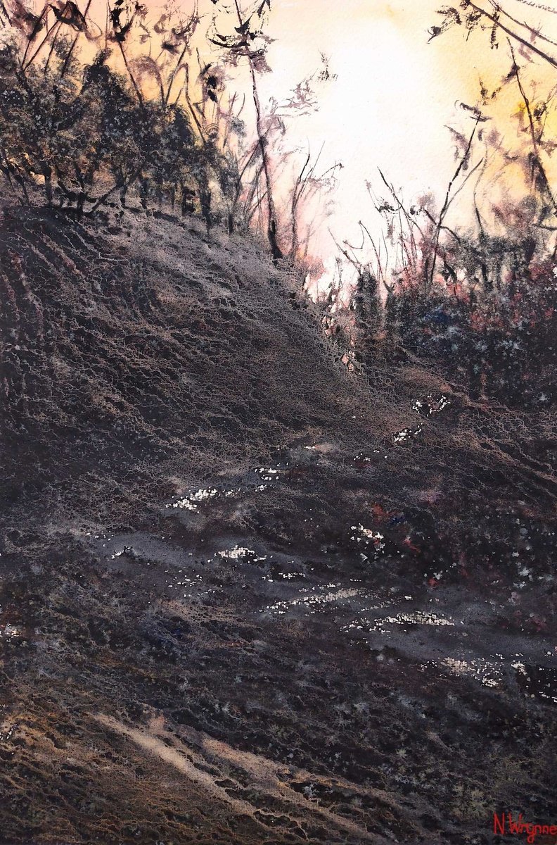 Abstract Landscape Watercolour By Neil Wrynne, 15 X 22", Warm Days, Original Artwork