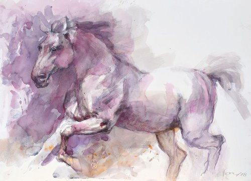 Horse in run  (70x50) by Goran Žigolić Watercolors