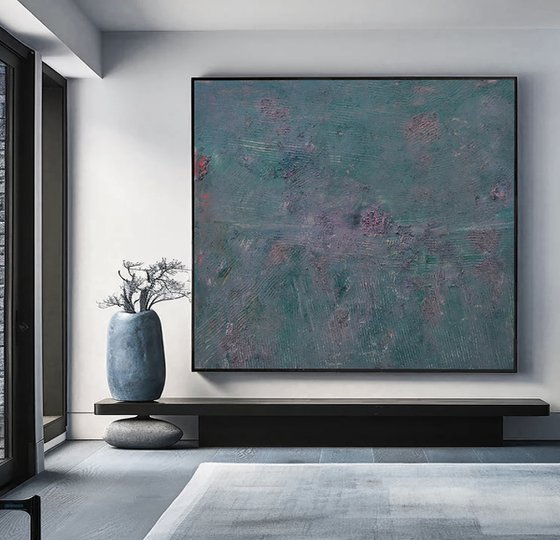 XXL large green oil painting