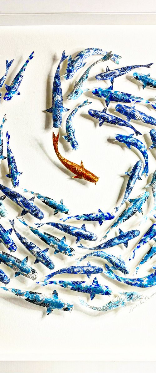 The Golden One - Circle of Koi (Blue) by Amanda Deadman