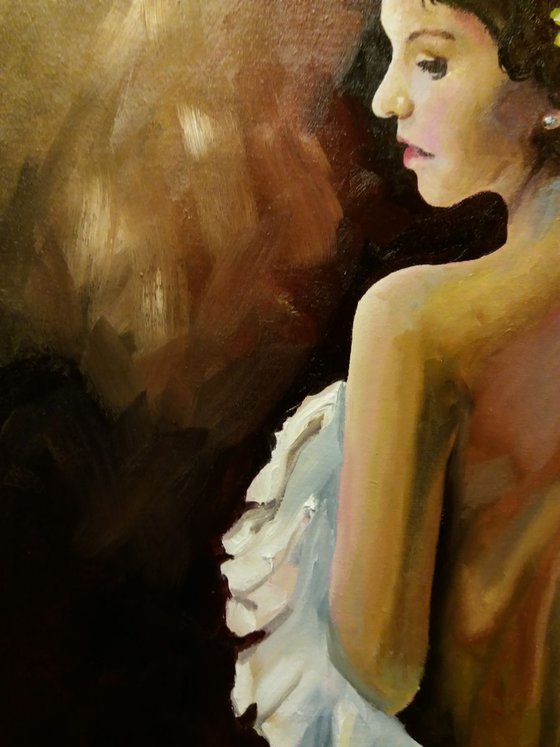 Light up my life- A figurative painting of a woman by Marjory Sime