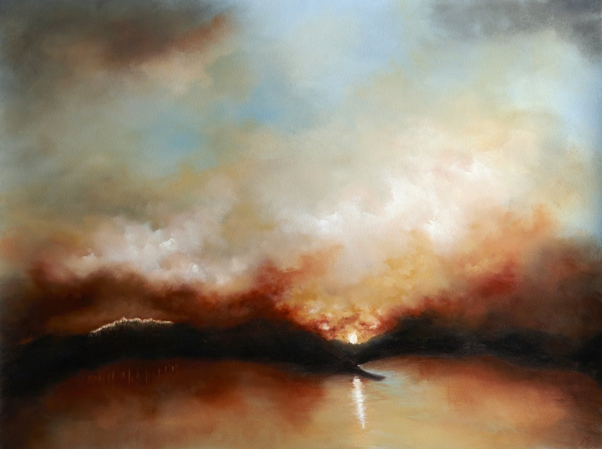 Sunset For Santorini By Rolf Marriott, 30 X 22, Artwork For Sale On Artfinder