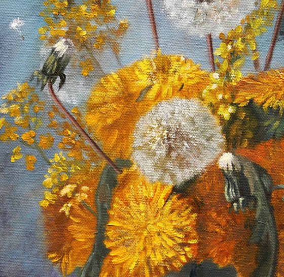 Dandelions-summer wildflowers, fluffy miracle, dandelion bouquet, summer mood.