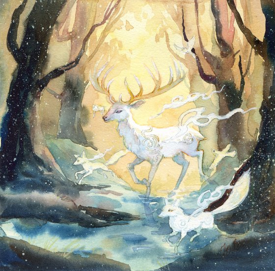 Fantasy white deer