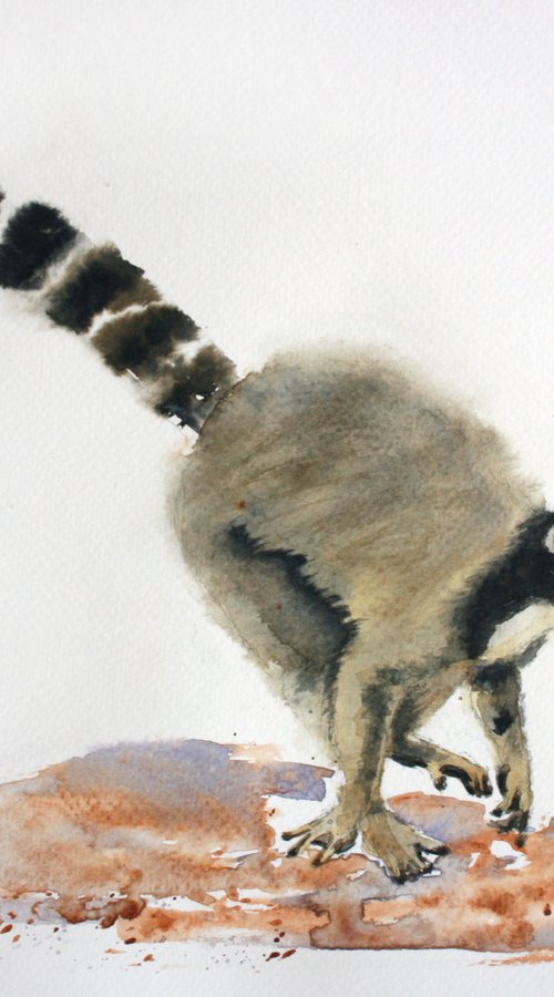 Lemur III - Animal portrait /  ORIGINAL PAINTING by Salana Art Gallery