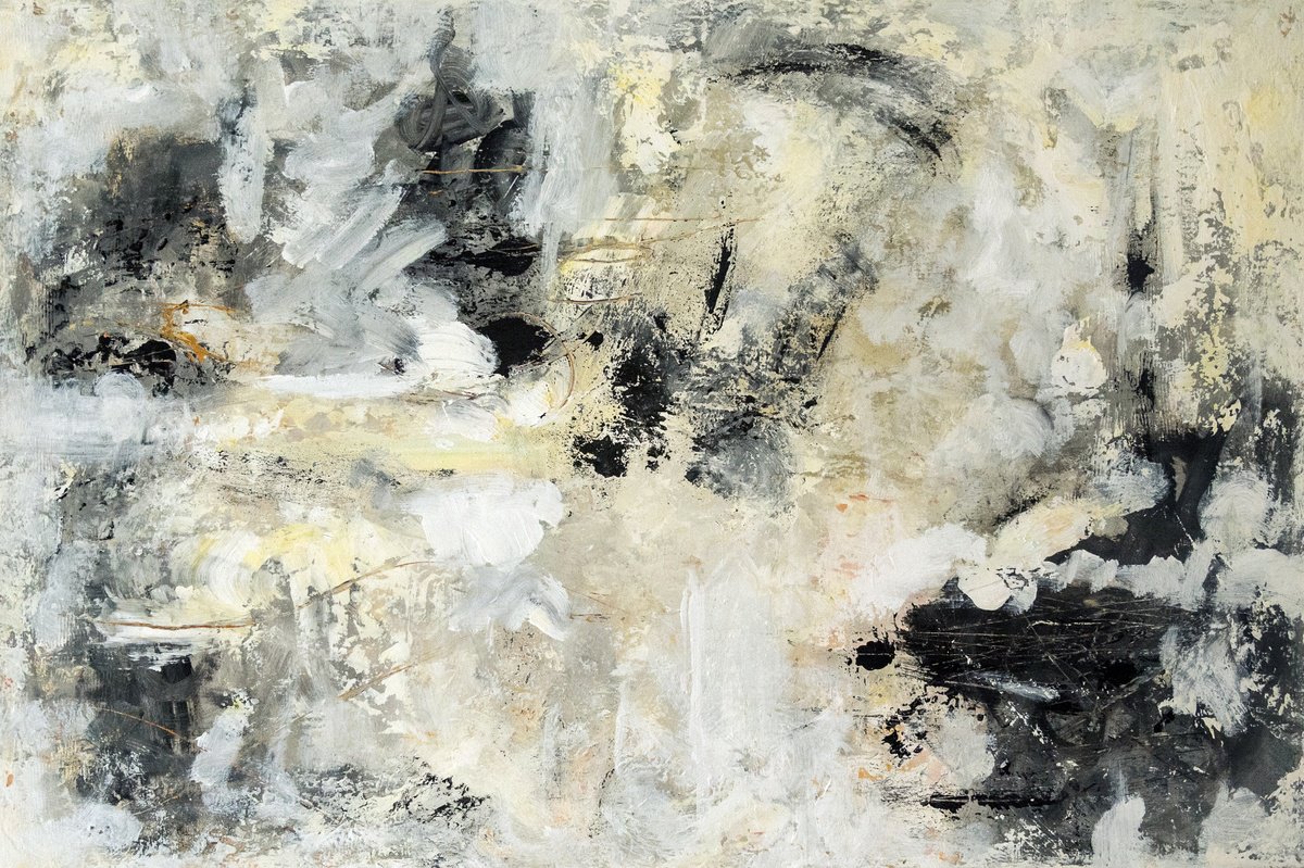 Abstract Landscape Acrylic Painting By Davina Nicholas, 30 X 20, Winters Carpet Display, Original Artwork