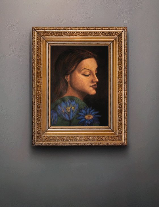 A Young Woman and blue Lotus