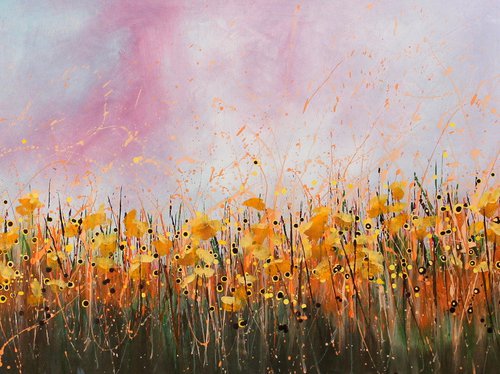 "Nature's Calling"  - Extra Large original abstract floral painting by Cecilia Frigati