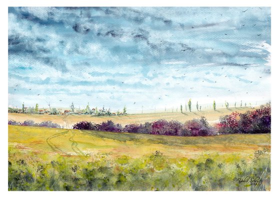 My Fields 3. From the series of my watercolor lanscapes.