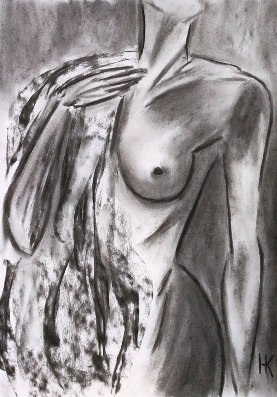 Female Nude Charcoal Art