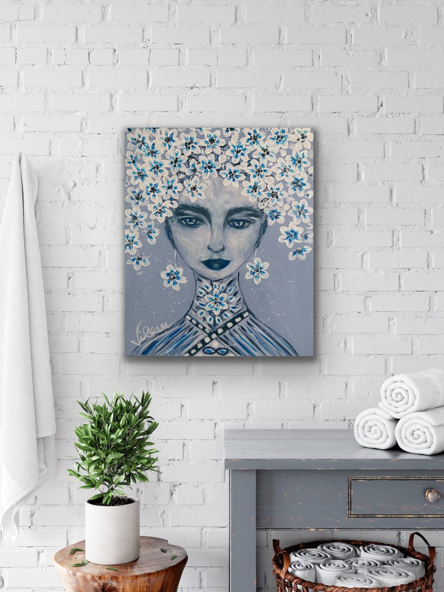 Abstract Acrylic Painting By Veronica Vilsan, 20 X 24", The Queen 10, Original Artwork