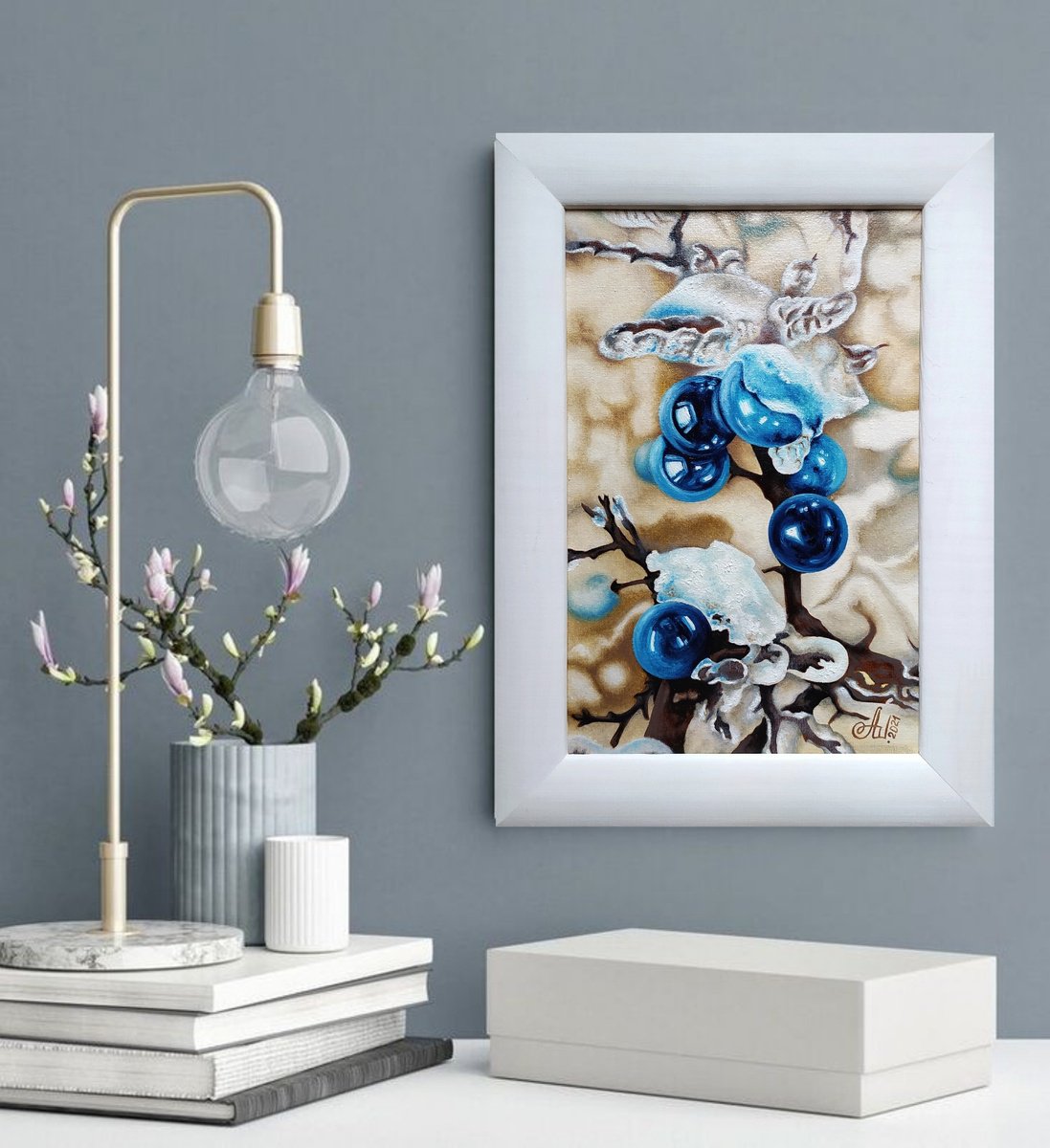 Abstract Oil Painting By Anna Shabalova, 10 X 14, Frozen Berries, Original Artwork