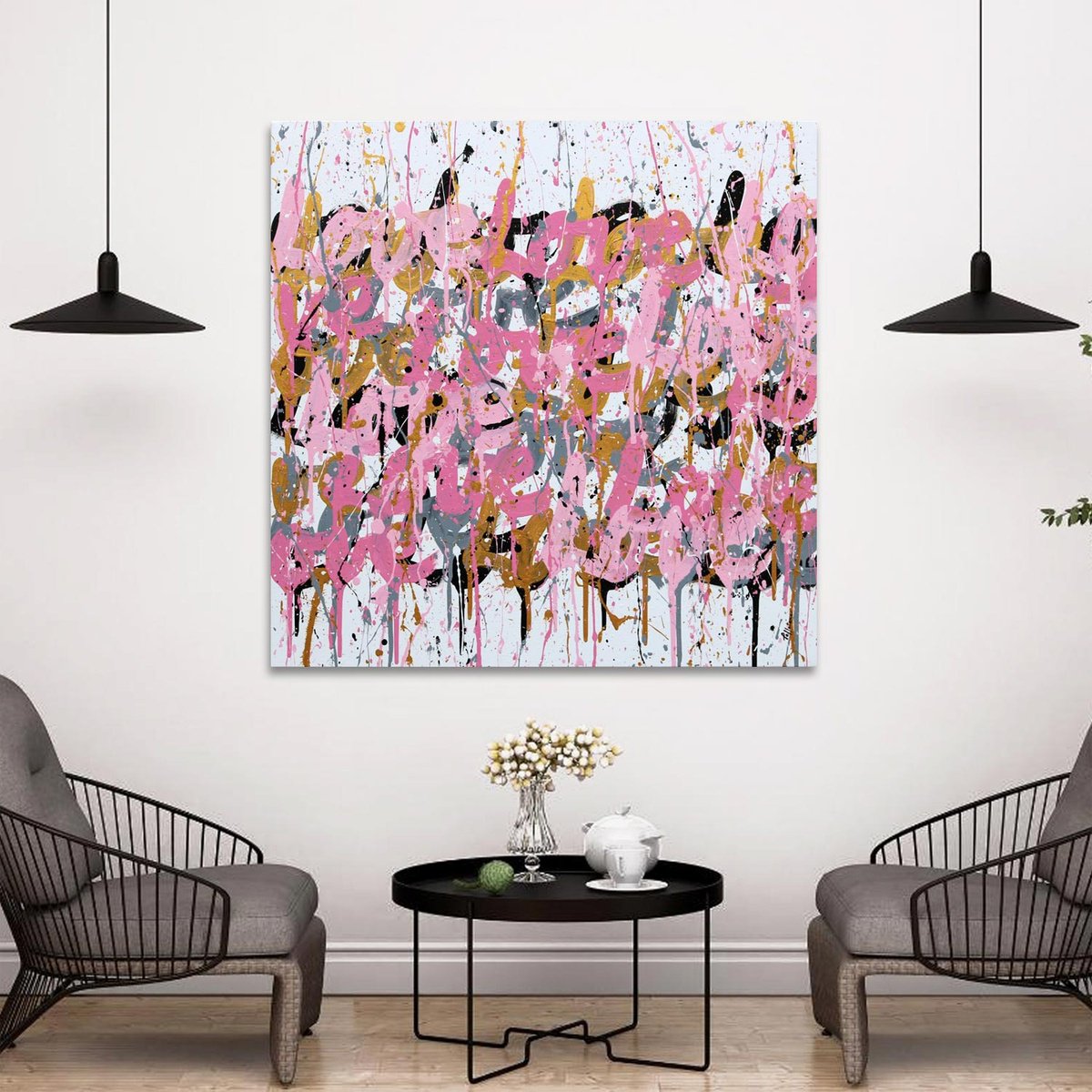 Urban And Pop Acrylic Painting , Love Gold By Isabelle Pelletane, 31 X 31, Artwork For Sale On Artfinder