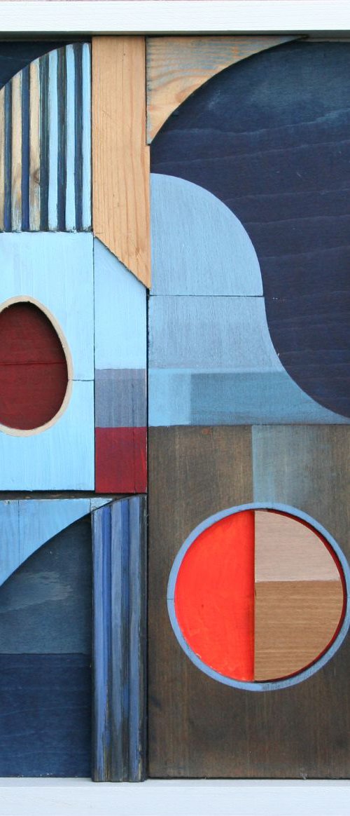 Crimson Oval (relief construction) by Liam Hennessy