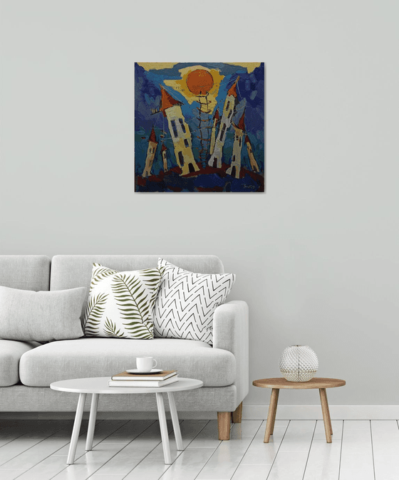 Children's dream (70x70cm, oil painting, ready to hang)