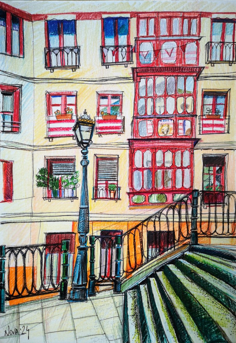 Illustrative Pencil Drawing , Bilbao By Jelena Nova, 8 X 12, Artwork For Sale On Artfinder