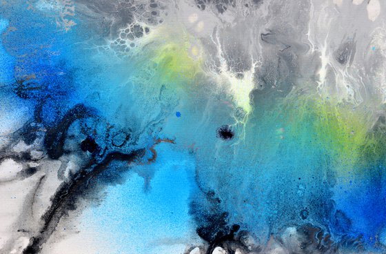 Astral Love XVIII 150x70cm, Fluid Art Painting Large Abstract XXL Peaceful Artwork Neutral Colours Painting