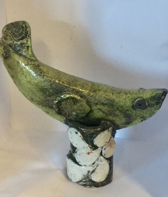 Lime Green Raku Fish