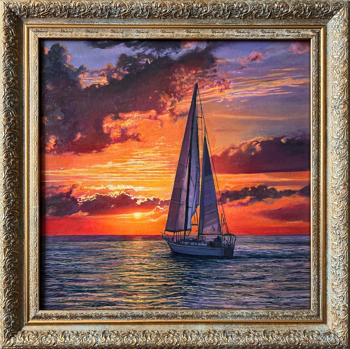 Through The Flames Of Sunset By Daria Dudochnykova, 15 X 15, Artwork For Sale On Artfinder