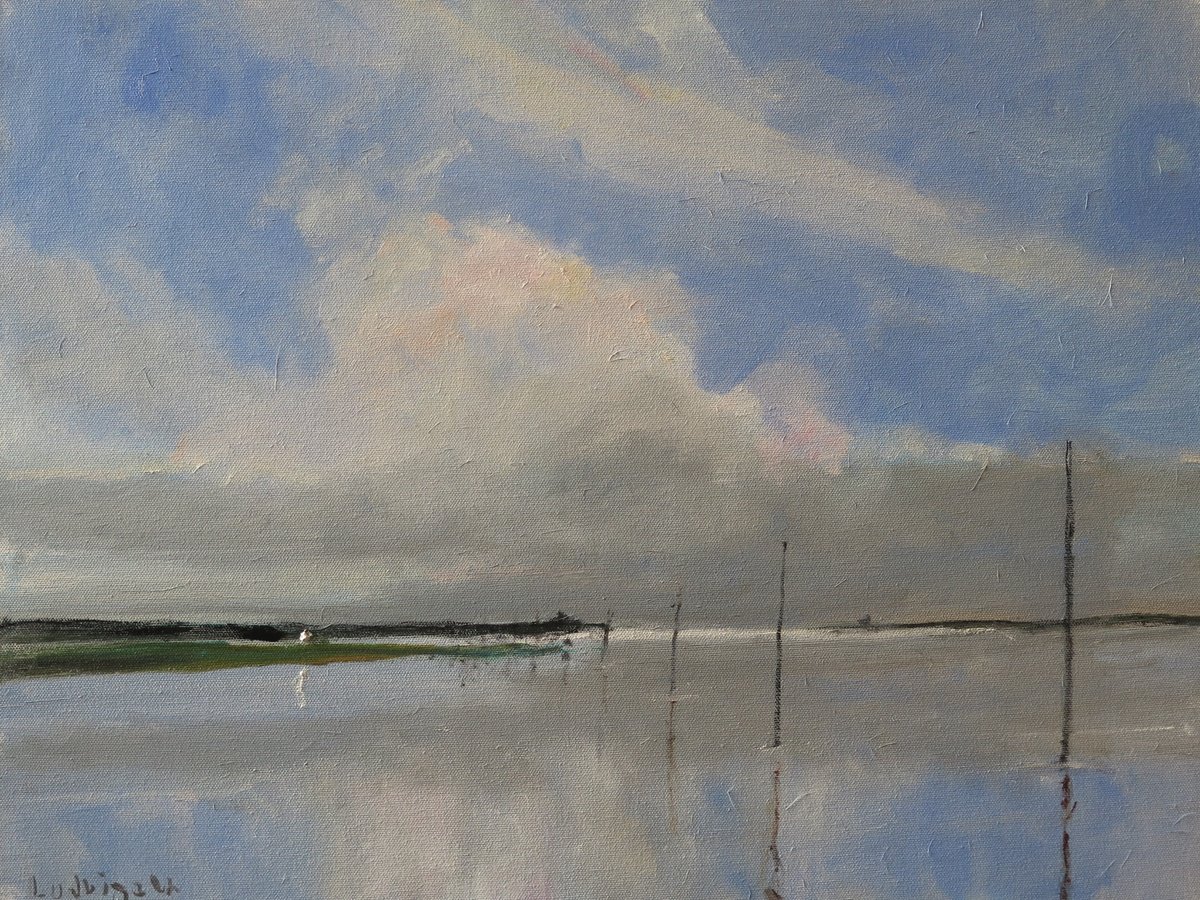 Impressionistic Landscape Oil Painting By Malcolm Ludvigsen, 24 X 18", Holy Island, Original Artwork