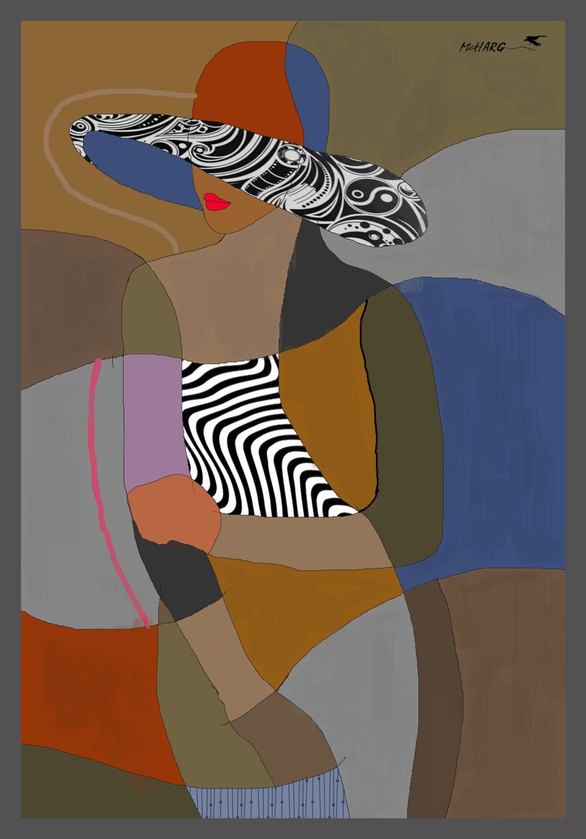 Geometric Abstract Painting By Joe Mcharg, 35 X 50, Vermillion Lips, Original Artwork