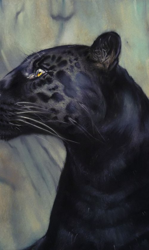 Panther. Original Pastel Portrait by Elena Bondarenko