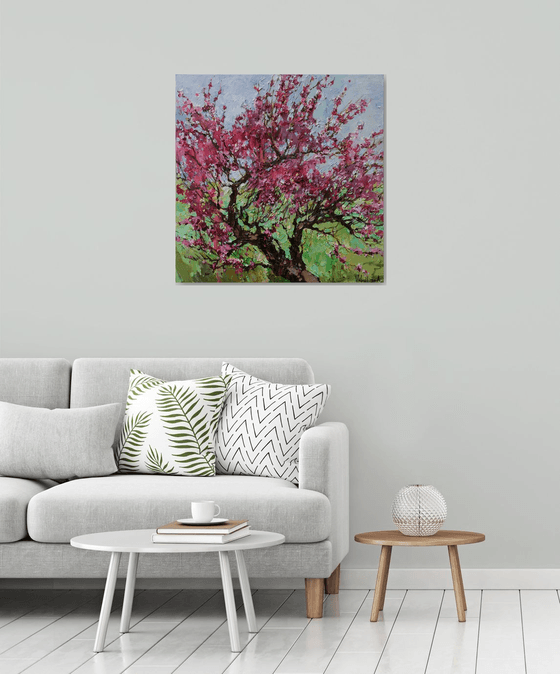 Flowering peach tree