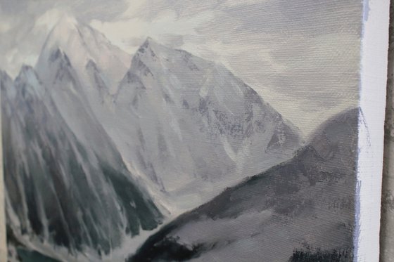 Mountains In silver