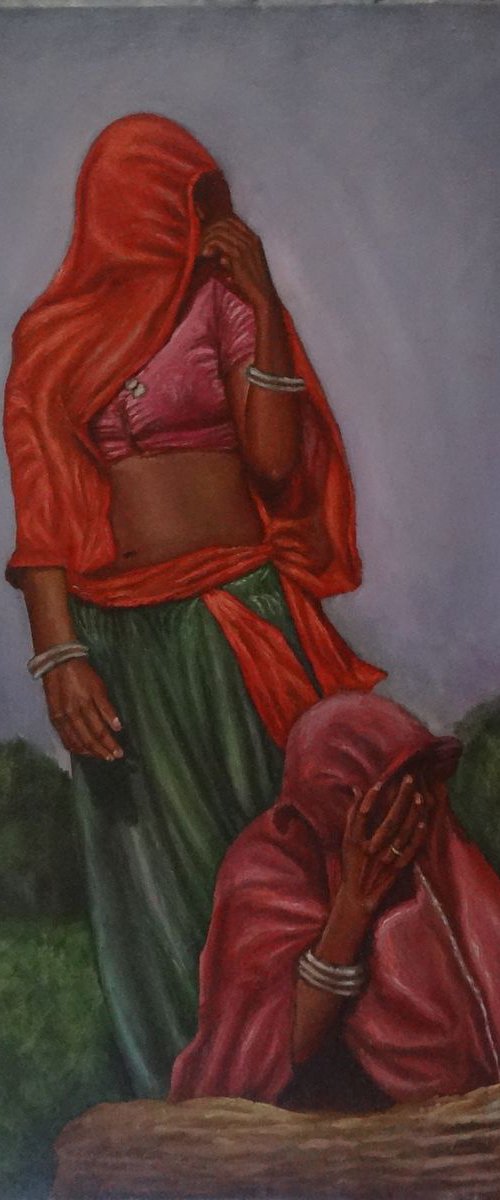 Rajasthani women in the hot Sun by Ramya Sadasivam