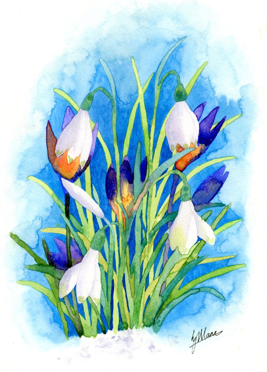 Snowdrops and Crocuses by Lisa Mann