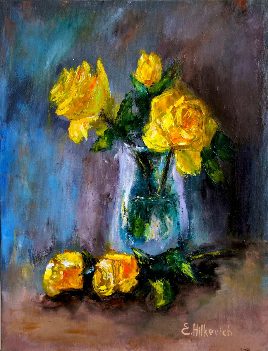 Yellow Roses painting by Elvira Hilkevich