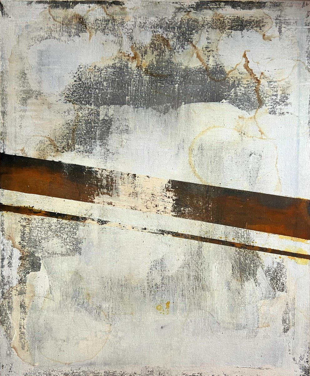 Organic Abstract Painting By Sergio Aranda, 15 X 18", Diagonal Erosion, Original Artwork